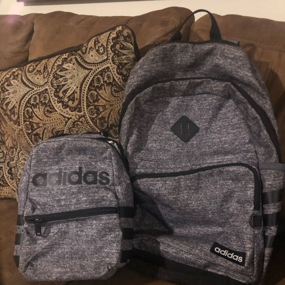 Adidas Black and Gray Backpack Set